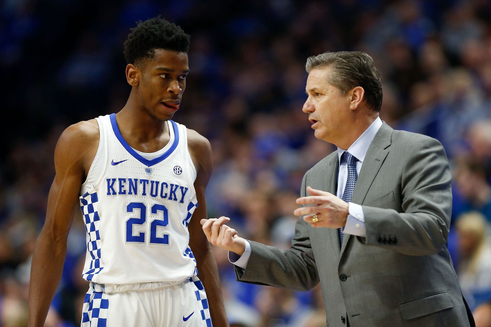 Shai Gilgeous-Alexander (left) while playing for the Kentucky Wildcats